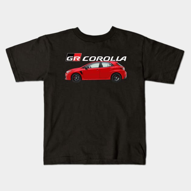 GR Corolla HOT HATCH Circuit Edition JDM Supersonic Red e210 Kids T-Shirt by cowtown_cowboy